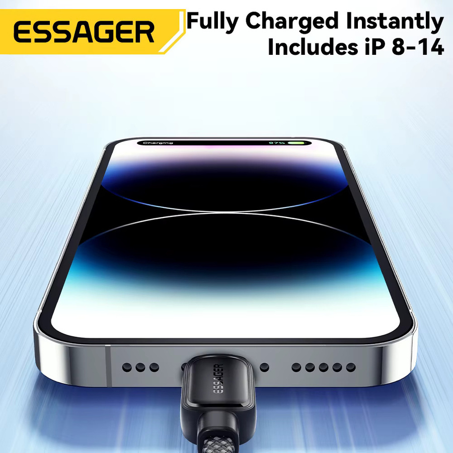 Essager USB-C zu Lightning Magnetisches Schnellladekabel 29W in Schwarz für iPhone, AirPods und iPod Touch - Bild 3