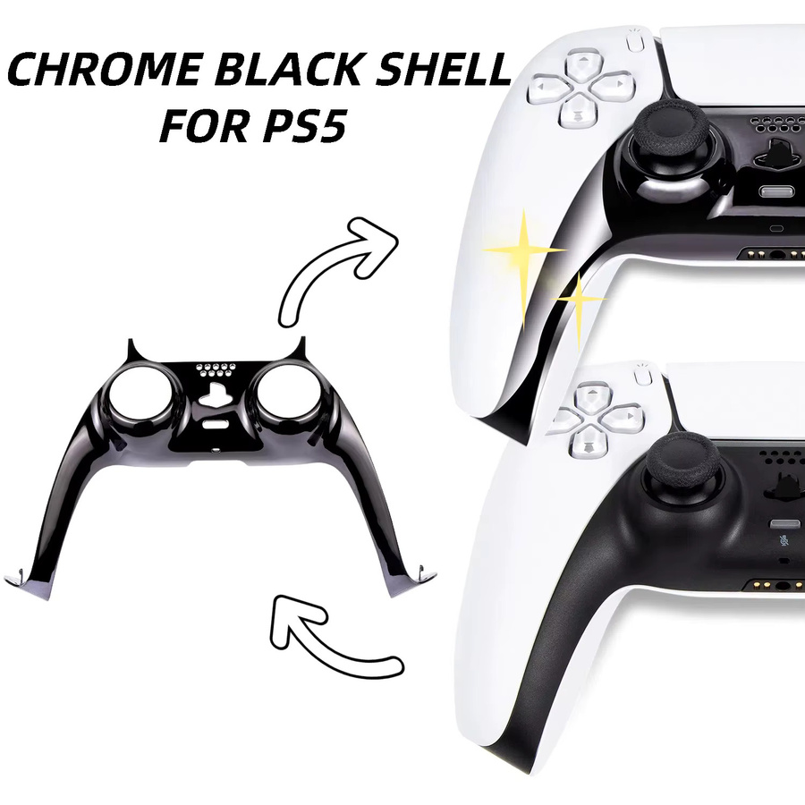 BENQING Custom Controller Shell für PS5 Slim in Schwarz glänzendem Chrom als DIY Ersatz-Cover - Bild 2