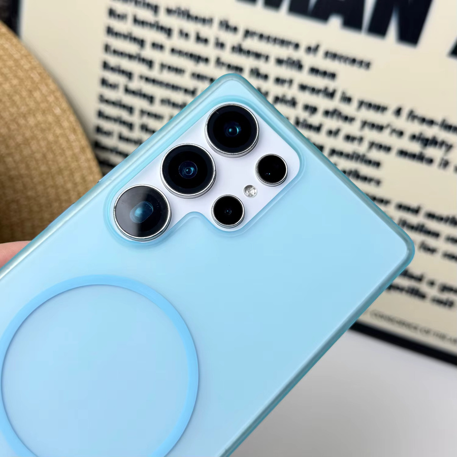Ultradünne Magnetische Schutzhülle aus hartem PC für Samsung Galaxy S25 Ultra, S24 Ultra und S23 Ultra mit MagSafe Kompatibilität für kabelloses Laden in Grau oder Blau - Bild 1