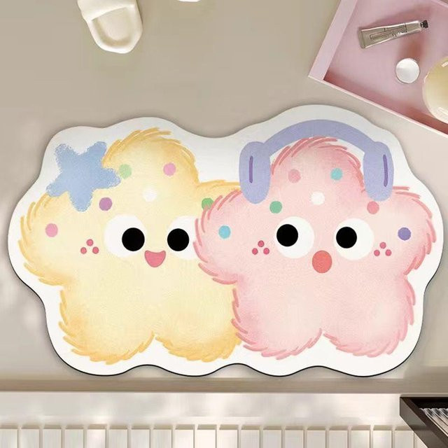 Saugfähige Badezimmer Bodenmatte mit Cartoon-Tierdesign, rutschfeste und schnelltrocknende Kieselgur Fußmatte, B/B: 40 x 60 cm, Mehrfarbig - Bild 1