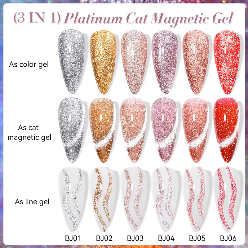 LILYCUTE Magnetischer Gel Nagellack Platin Katze, 7 ml, Glänzend - Bild 2