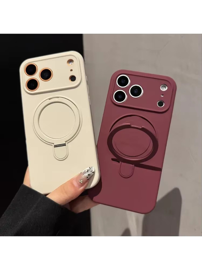 Stoßfeste Silikon-Handyhülle mit integriertem Ständer und magnetischer kabelloser Aufladung für Apple iPhone 17 Air, 16, 15 Pro Max und 15 Plus, Farbe: Schwarz - Bild 4