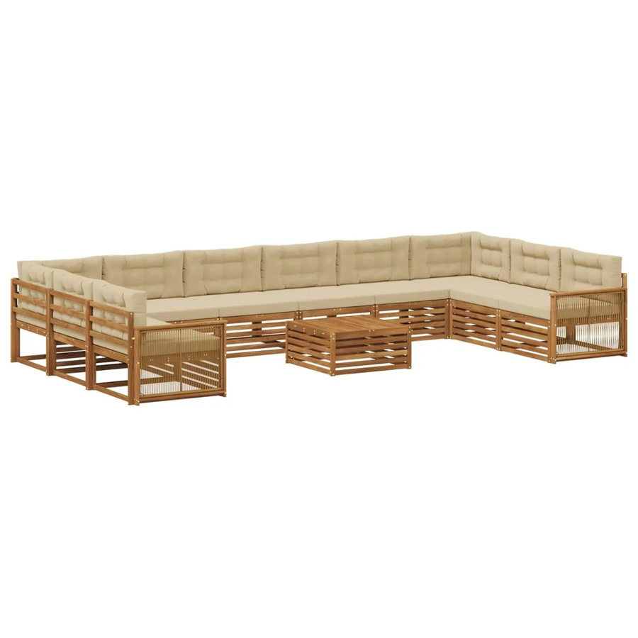 vidaXL Sofagarnitur aus Massivholz Akazie mit 11 Kissen in Natur-Beige - Bild 2