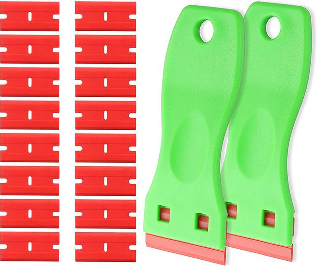 NeoWrap Kunststoff-Rasierklingenschaber in Blau mit Klingen zum Entfernen von Etiketten, Aufklebern und Klebstoffen von Glas und Fenstern - Bild 1
