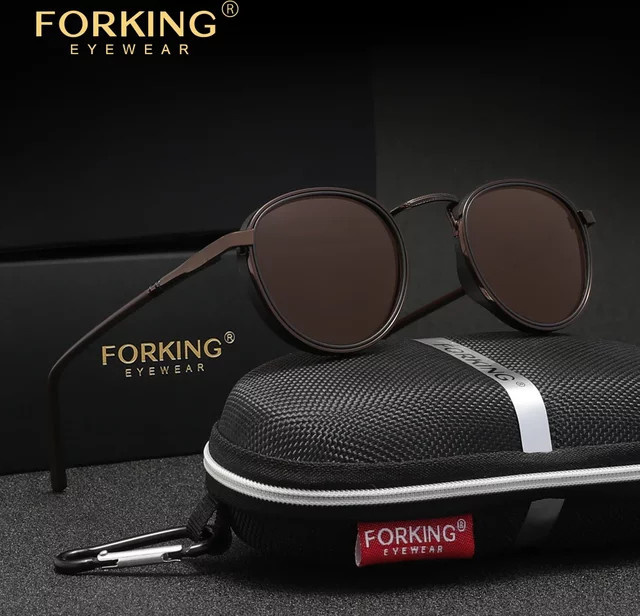 FORKING Sonnenbrille, rund, Vollrand, Metall, Herren, polarisiert - Bild 1