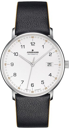 Junghans Armbanduhr Form A, Automatik, Edelstahl, Leder, 39,1 mm, Unisex - Bild 1