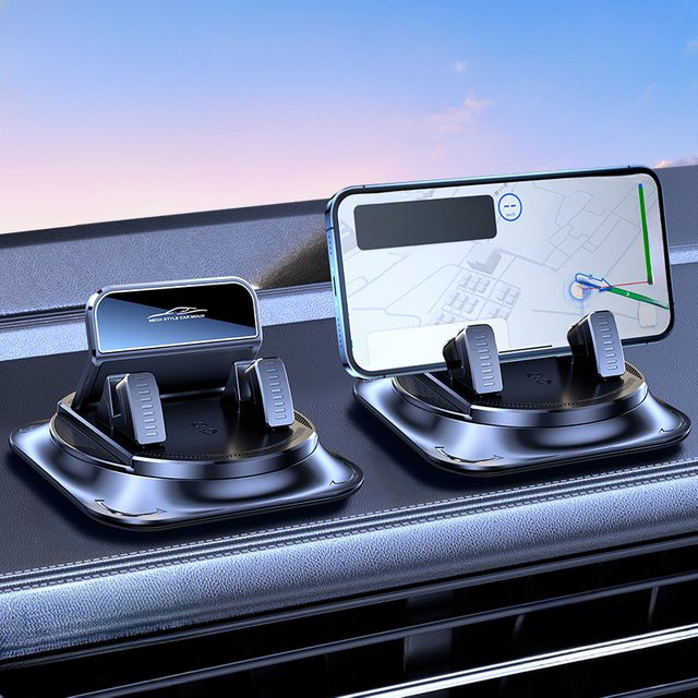 LCARS Autotelefonhalter in Schwarz für Armaturenbrett und Tisch mit drehbarer Landschafts- und Porträtausrichtung - Bild 1