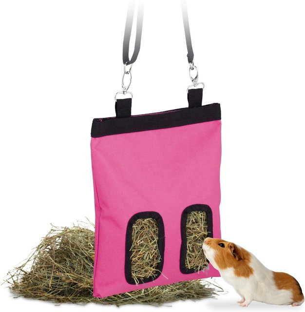 Relaxdays Heutasche aus Baumwolle und Polyester in Pink, aufhängbar und längenverstellbar, B/T/H: 31 x 25 x 1,5 cm - Bild 1
