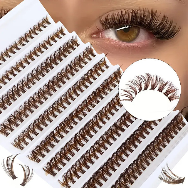 LIMEIKAI DIY-Wimpernverlängerung, 200 Cluster, braun, 8-16mm, Unisex - Bild 1