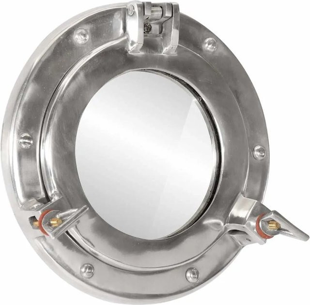 vidaXL Bullaugen-Spiegel für die Wandmontage in Silber, rund, Durchmesser: 23 cm, aus Aluminium und Glas - Bild 1