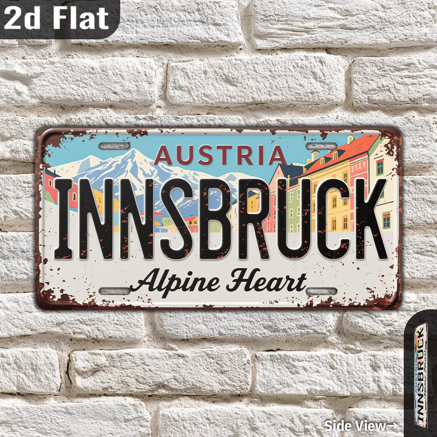 Vintage Metall-Aluminium-Schild Innsbruck City Wandkunst von CIFBUY, Mehrfarbig, Breite: 30,48 cm - Bild 2