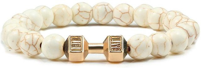 Armband Perlen, Naturstein, Messing, Gold, Unisex, 17cm - Bild 1
