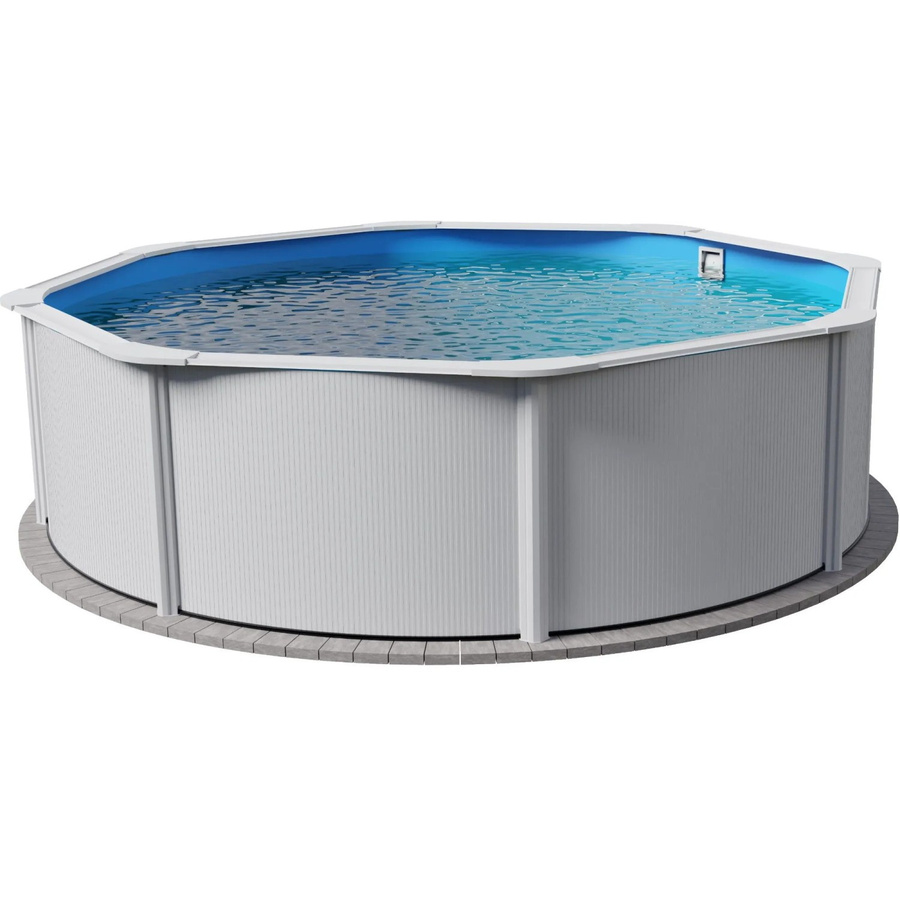 Planet Pool Rundbecken-Set mit Stahlwand in Holzimitat, Farben: Weiß, Blau, Grau - Bild 2