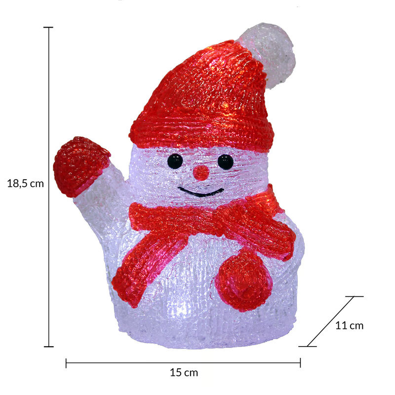 Deuba LED Acryl Figur Schneemann Weihnachtsdekoration in Rot und Weiß - Bild 4