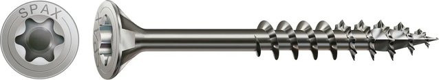 Spax Senkkopf Universalschraube für Holz mit Torx-Antrieb, Edelstahl, Farbe: Silber, Durchmesser: 5 mm, Länge: 60 mm, 25 Stück - Bild 1