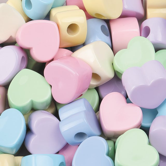 NASSBORO Herz Acryl Perlen, 21mm, Macaron Farben, DIY Perlen - Bild 1