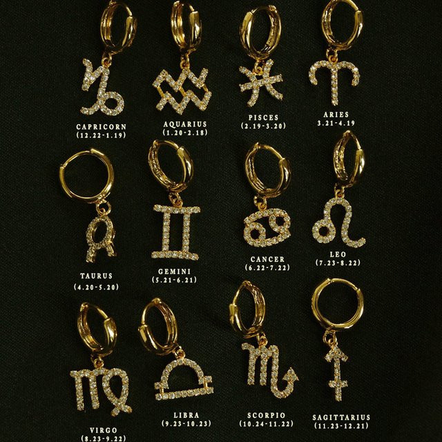 Creolen Sternzeichen, vergoldet, Zirkon, Damen - Bild 1