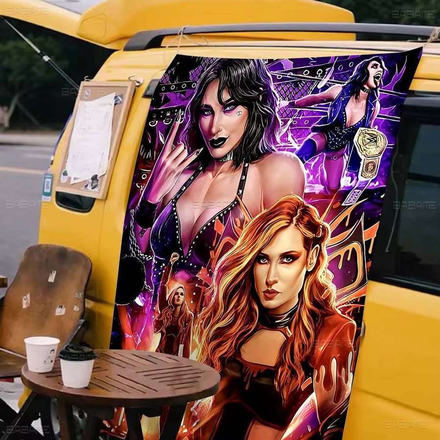 Rhea Ripley Cartoon Flag Wandbanner als Science Fiction Deko für dein Zuhause in Multicolor - Bild 6