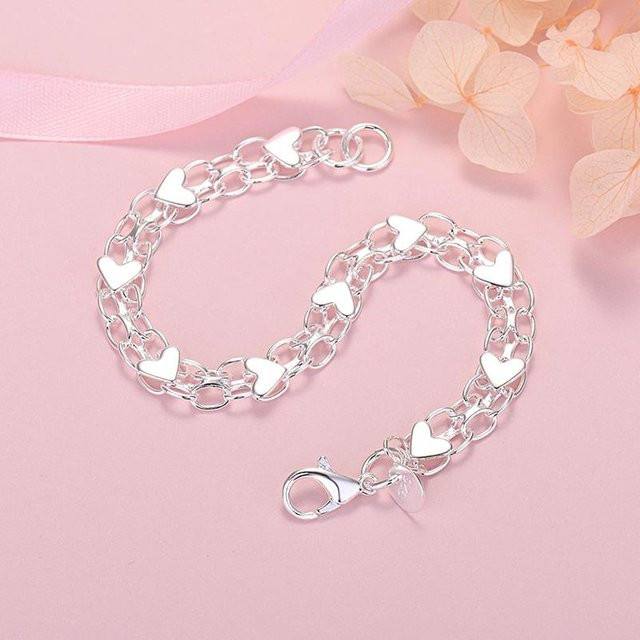 Wucifang Jewelry Armband, 925 Silber, Herz, Weiß, Damen, 20cm - Bild 1