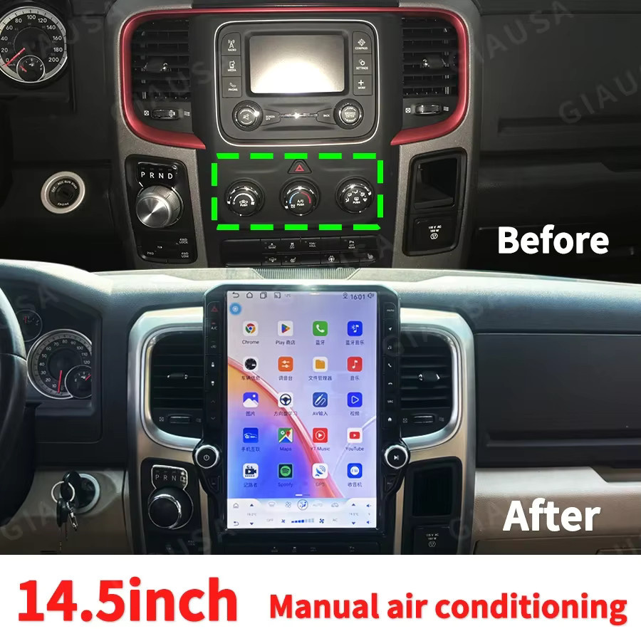 YANFU Android Multimedia-Player mit 14,5 Zoll Touchscreen für Dodge RAM 1500 (2009-2018) inklusive GPS, CarPlay, Android Auto und DSP in Schwarz - Bild 2