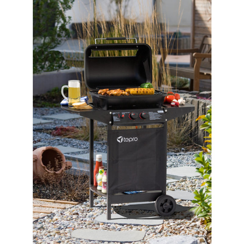 Tepro Irvine Lavasteingasgrill mit 2 Brennern, Schwarz, Grillfläche: Breite: 50 cm, Tiefe: 31 cm - Bild 3
