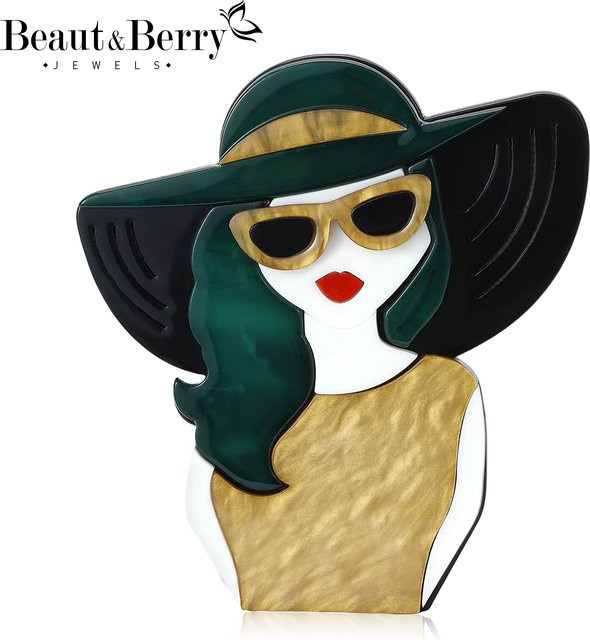 Beaut&Berry Acryl-Broschen, Hut-Motiv, Unisex, Bunt - Bild 1