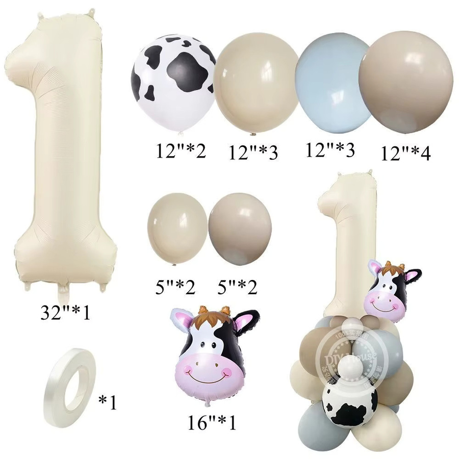 Bauernhof-Themen Ballons mit Schwein und Kuh für Kindergeburtstage, mehrfarbige Folienballons mit Tiermotiven zur DIY-Dekoration - Bild 2