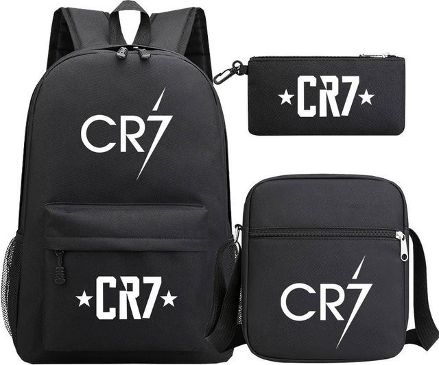 3-teiliges Schulrucksack-Set Cristiano Ronaldo in Schwarz aus Oxford-Stoff mit Schultasche und Federmäppchen - Bild 1