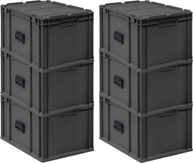 PROREGAL Supersparset 6x Eurobox Nextgen Portable Transportboxen in Schwarz, H x B x T: 33,5 x 40 x 60 cm, 65 Liter pro Behälter - Bild 1