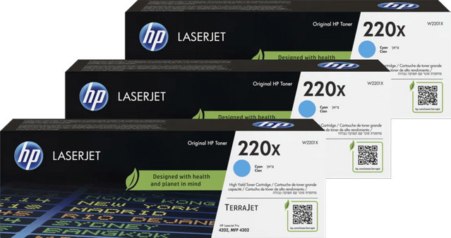 HP 220X LaserJet Toner Cyan 3er Pack für HP Color LaserJet Pro 4302 - Bild 1