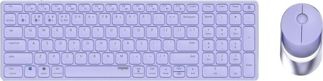 Rapoo 9750M Tastatur und Maus Set mit Bluetooth und RF Wireless, QWERTZ Deutsch, Lila - Bild 1