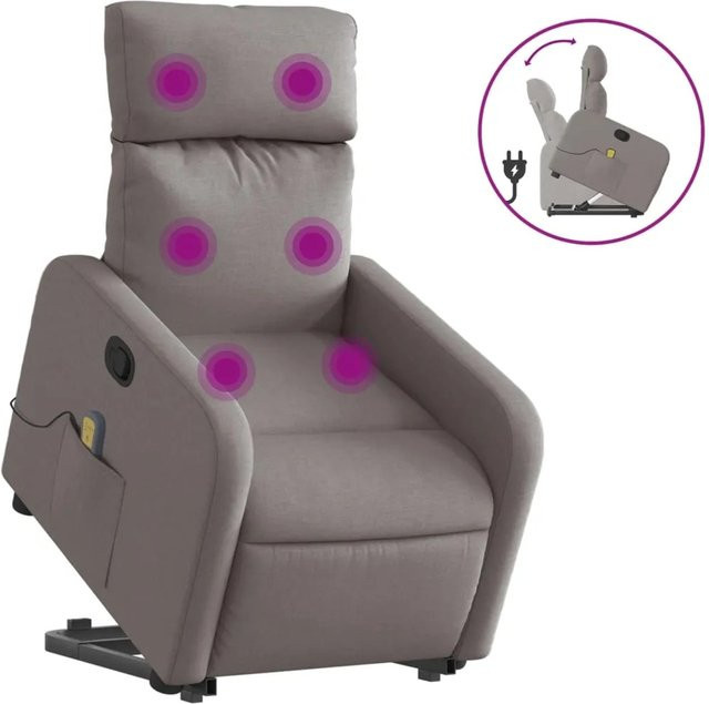 vidaXL Massagesessel mit Aufstehhilfe in Taupe und Grau aus Stoff, Modell 13, B/T/H: 89,5 x 73,93 x 95,5 cm - Bild 1