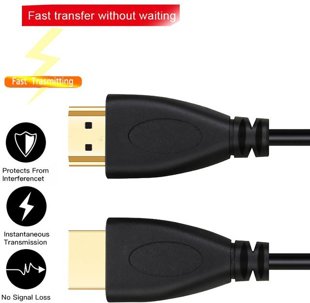 HD-Kabel Stecker auf Stecker in Schwarz, ultraweiches und dünnes PVC-Kabel für High-Speed 1080p 3D mit 4,1/4,5 mm Außendurchmesser - Bild 1