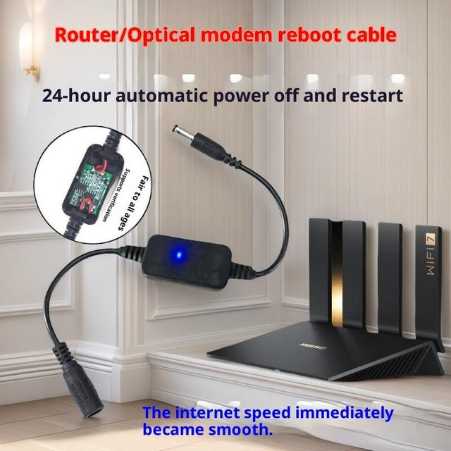SD&HI WLAN-Router-Reset-Modul mit Zeitschaltuhr und automatischer 24H-Abschaltung, Schwarz, DC 5V-15V, 5.5x2.1mm Anschluss - Bild 1
