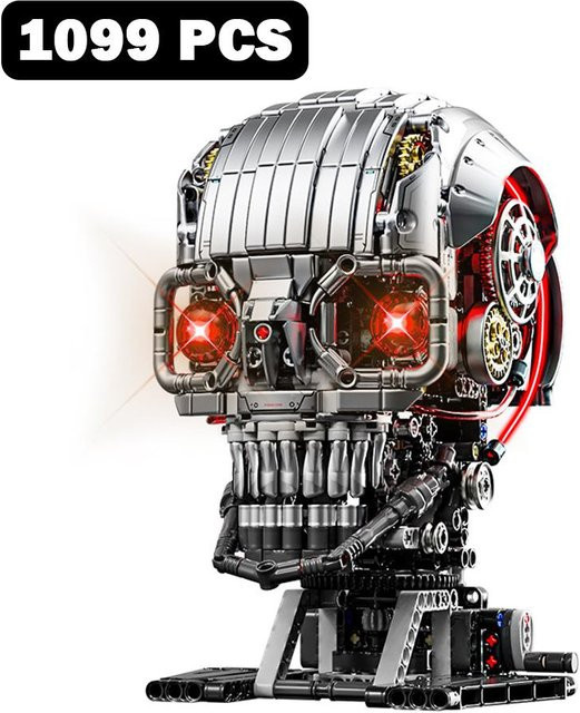 MOC Mechanischer Schädel Endoskelett Terminator, Bausteine, mit Beleuchtung und Motor Kit, ab 14 Jahren - Bild 1
