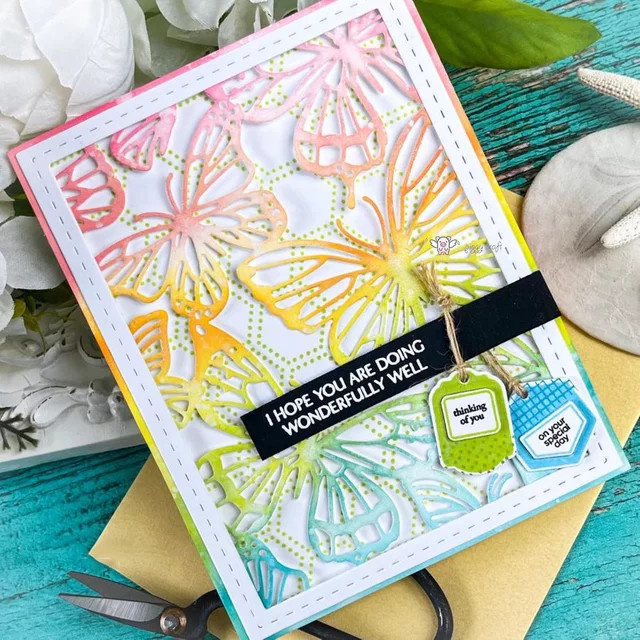 Mmao Craft Metall-Stanzformen für Scrapbook und Bastelarbeiten mit Schmetterling und rechteckigem Rahmen, Mehrfarbig - Bild 1