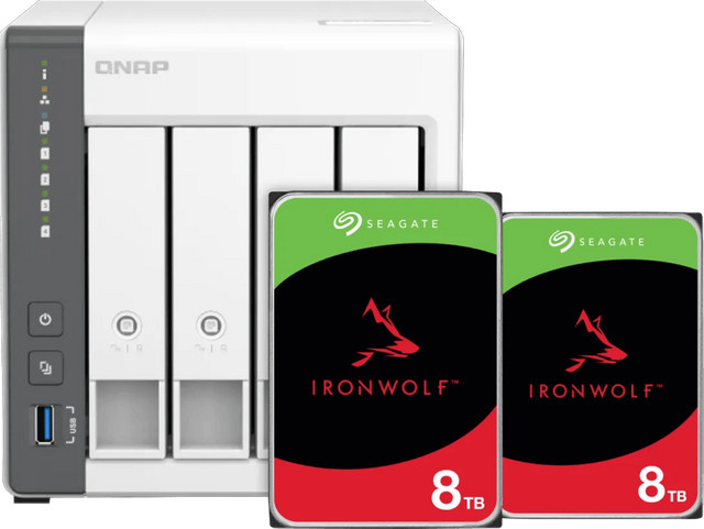 QNAP TS-433-4G NAS-System mit 2 x 8TB Seagate Ironwolf Festplatten - Bild 1