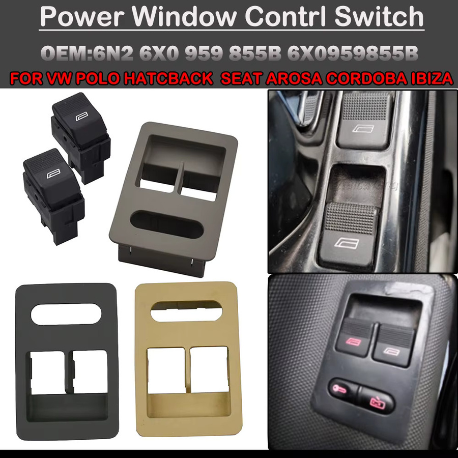 Elektrischer Fensterheberschalter Malcayang in Schwarz für VW Polo Hatchback, Lupo, Seat Cordoba und Seat Ibiza 6N2 6X0 959 855B 6X0959855B - Bild 3