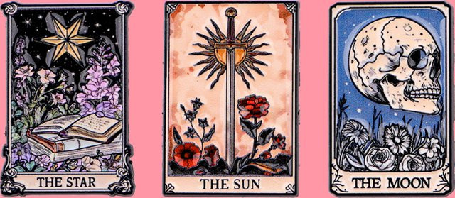 Brosche Stern Sonne Mond Tarot Karte, Emaille, Bunt, Damen - Bild 1