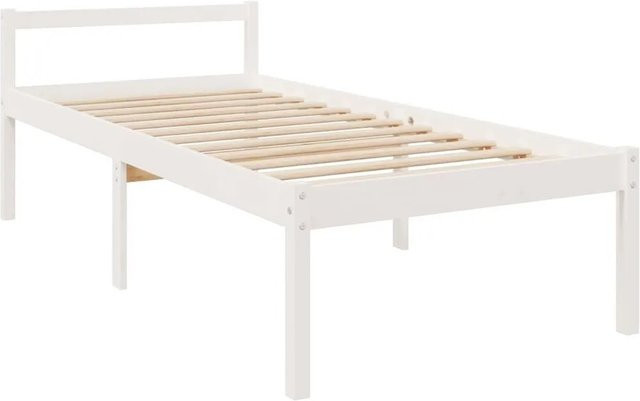 vidaXL Seniorenbett aus massivem Kiefernholz in Weiß mit rustikaler Optik, B/T: 75 x 190 cm - Bild 1