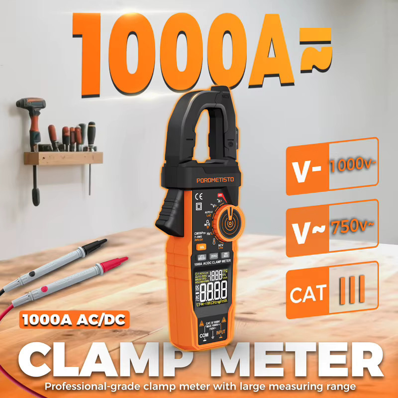 POROMETISTO CM06/CM06Pro Digitales Clamp Meter mit Auto-Ranging, AC/DC Spannungstester, 600A/1000A Multimeter, Amperemeter, Ohm, Hz, Kapazität und NCV Test - Bild 3