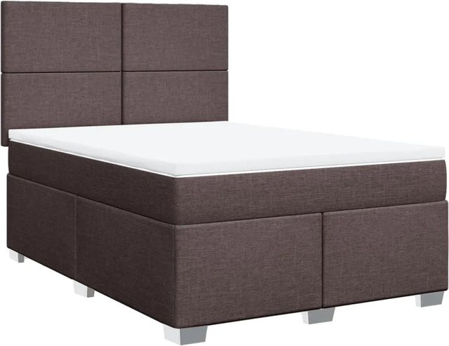 vidaXL Boxspringbett mit Matratze Hybrid-Design aus Stoff in Braun, B/T/H: 160 x 200 x 140,5 cm - Bild 1