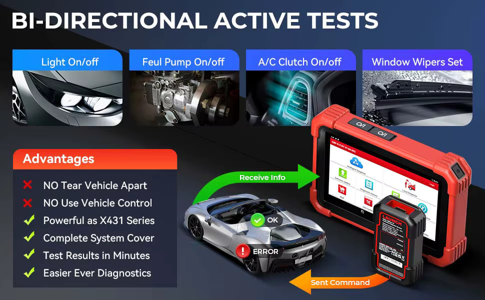 LAUNCH X431 OBD2 Scanner Kfz-Diagnosegerät mit CANFD DOIP und ECU-Codierung in Rot - Bild 2