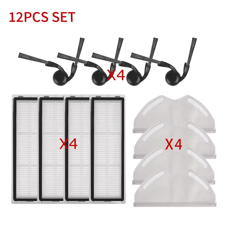 WINDNINJA Ersatzteil-Set für Xiaomi S40 OV81/BHR084AEU Roboterstaubsauger mit Hauptbürste, Seitenbürste, Hepa-Filter und Wischtüchern aus Kunststoff - Bild 1