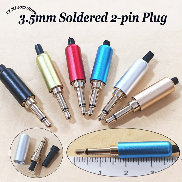 YuXi 3,5 mm Mono-Kopfhörerstecker vergoldeter 2-poliger Audio-Adapter mit AUX-Lötanschluss in Gold und Grün - Bild 1