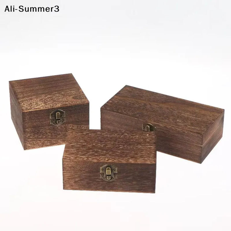 Ys Vintage Holzkiste mit Deckel und Scharnier, quadratische Aufbewahrungsbox aus Holz für Schmuck und Bastelarbeiten - Bild 6