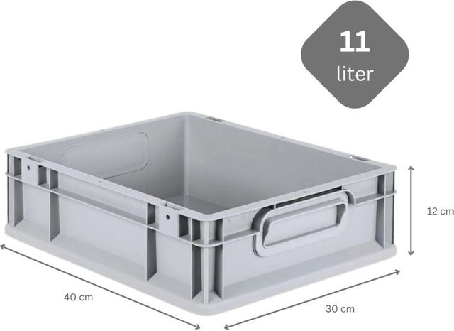 PROREGAL SuperSparSet 16x Eurobox NextGen Grip mit Auflagedeckel und 4 gelben Schiebeschnappverschlüssen, Grau, H x B x T: 12 x 30 x 40 cm, verstärkte Wände - Bild 1