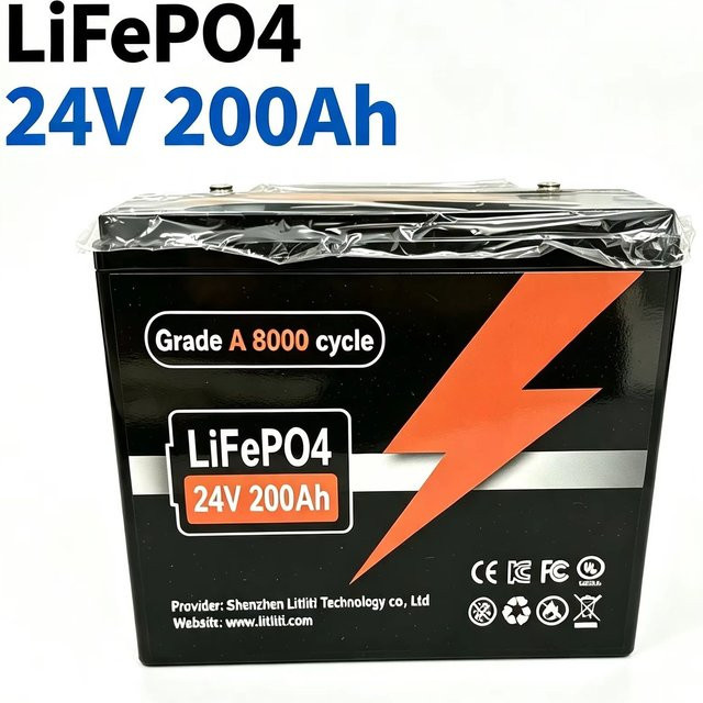 Avtark LiFePo4 Lithium-Eisenphosphat-Batterie 24 V 200 Ah mit integriertem 200 A BMS in Schwarz für Solar, Marine, Overland und Off-Grid Anwendungen - Bild 1