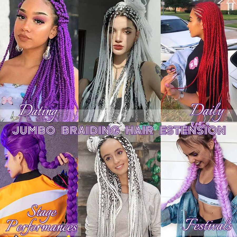 Refeeny Yaki Ez Braid Haarverlängerung, synthetisch, 61 cm, 5 Packungen - Bild 4