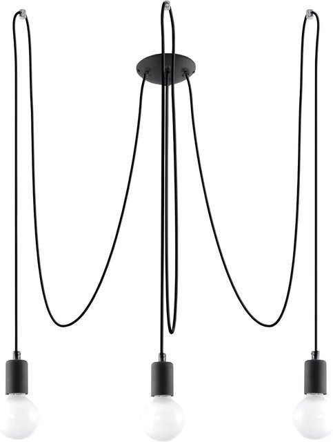 Sollux Lighting Kronleuchter Edison 3 in Schwarz aus Stahl mit Stoffelementen und E27 Fassung - Bild 1